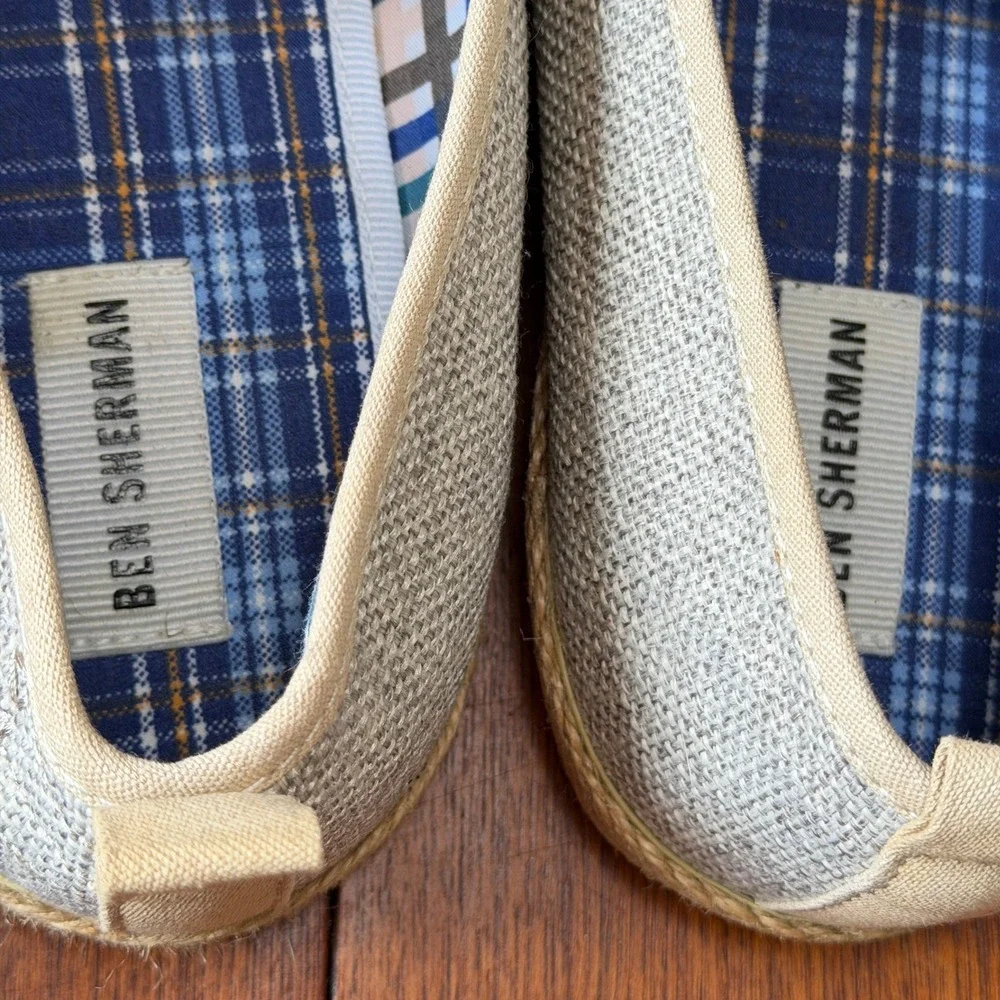 Ben Sherman Tan Fabric Espadrille Slip On Shoes Mens 10.5 Coastal Preppy Beachy
